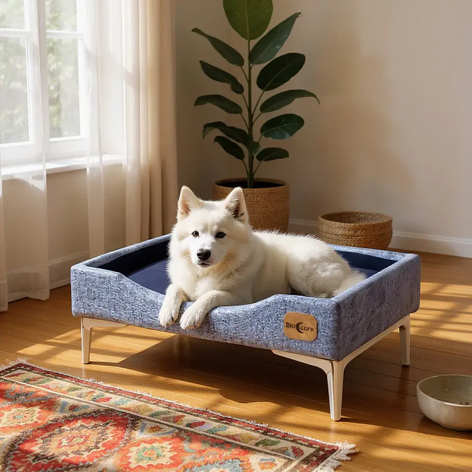 Cama de Mascotas - Talla S, M, L y XL / Pata Cromada 15 cm (Gris) 9