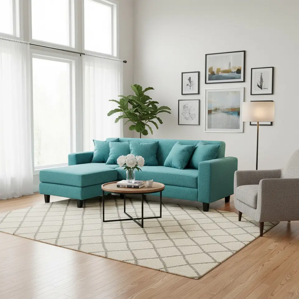 Sofa Seccional Bloccare 3  Cuerpos - Tela Verona Turqueza 2