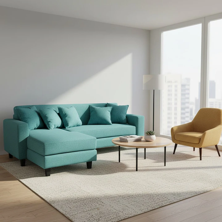 Sofa Seccional Bloccare 3  Cuerpos - Tela Verona Turqueza 6