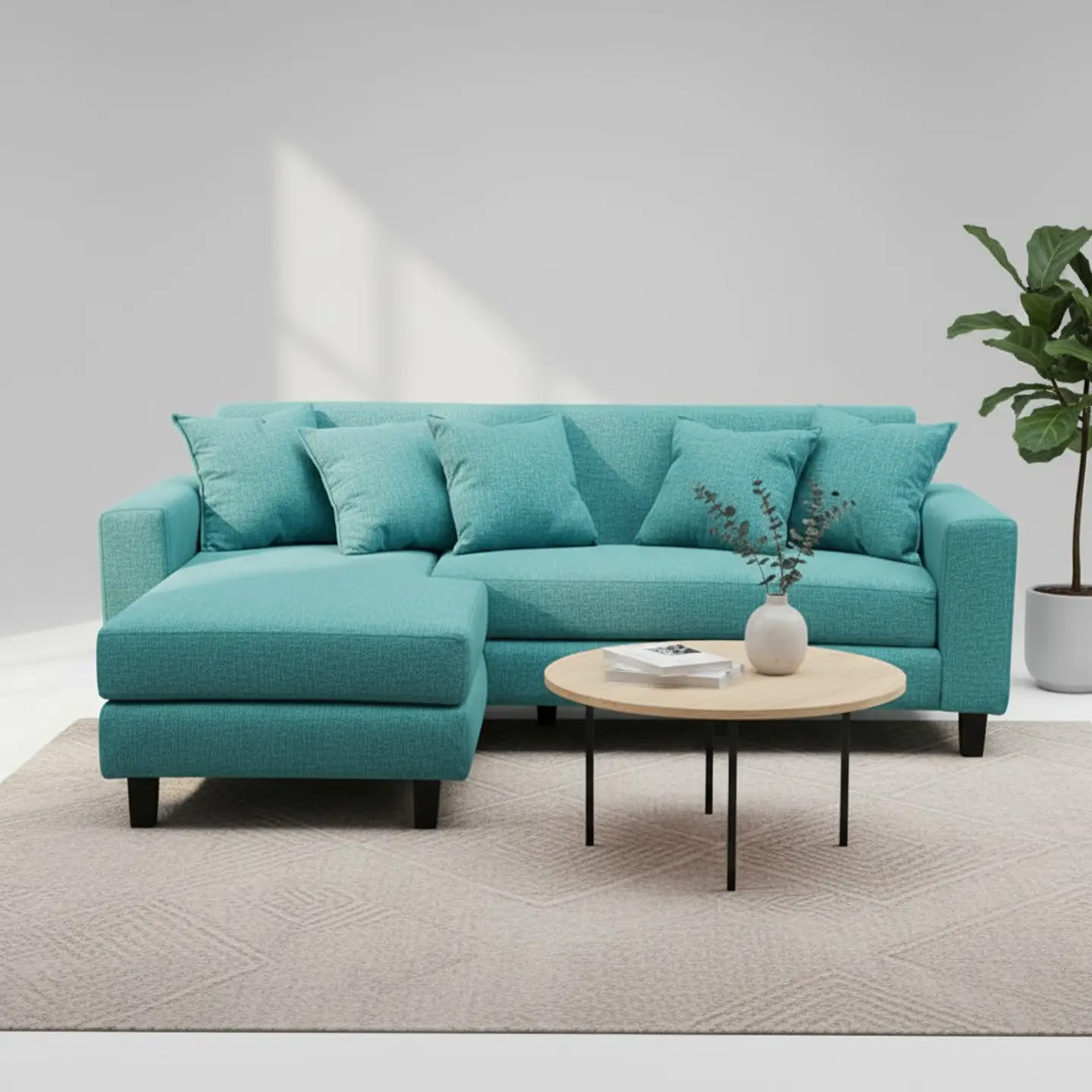 Sofa Seccional Bloccare 3  Cuerpos - Tela Verona Turqueza 7
