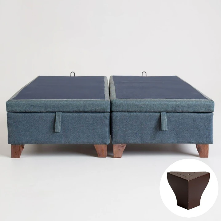 Base Dividida Baul 2 Plazas + Respaldo / Patas De Madera (Gris) 11