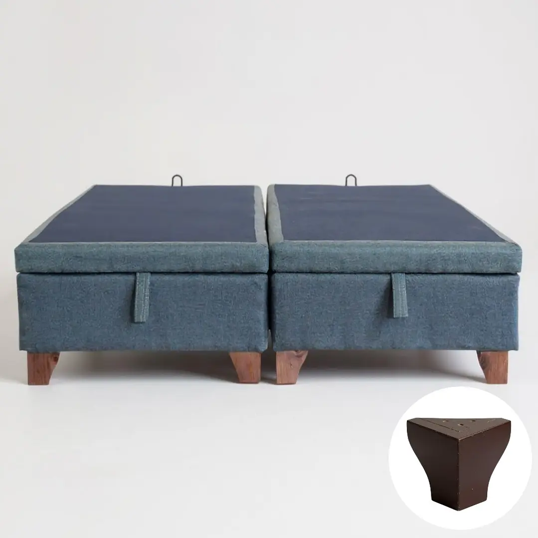 Base Dividida Baul King  + Respaldo / Patas De Madera (Gris) 11