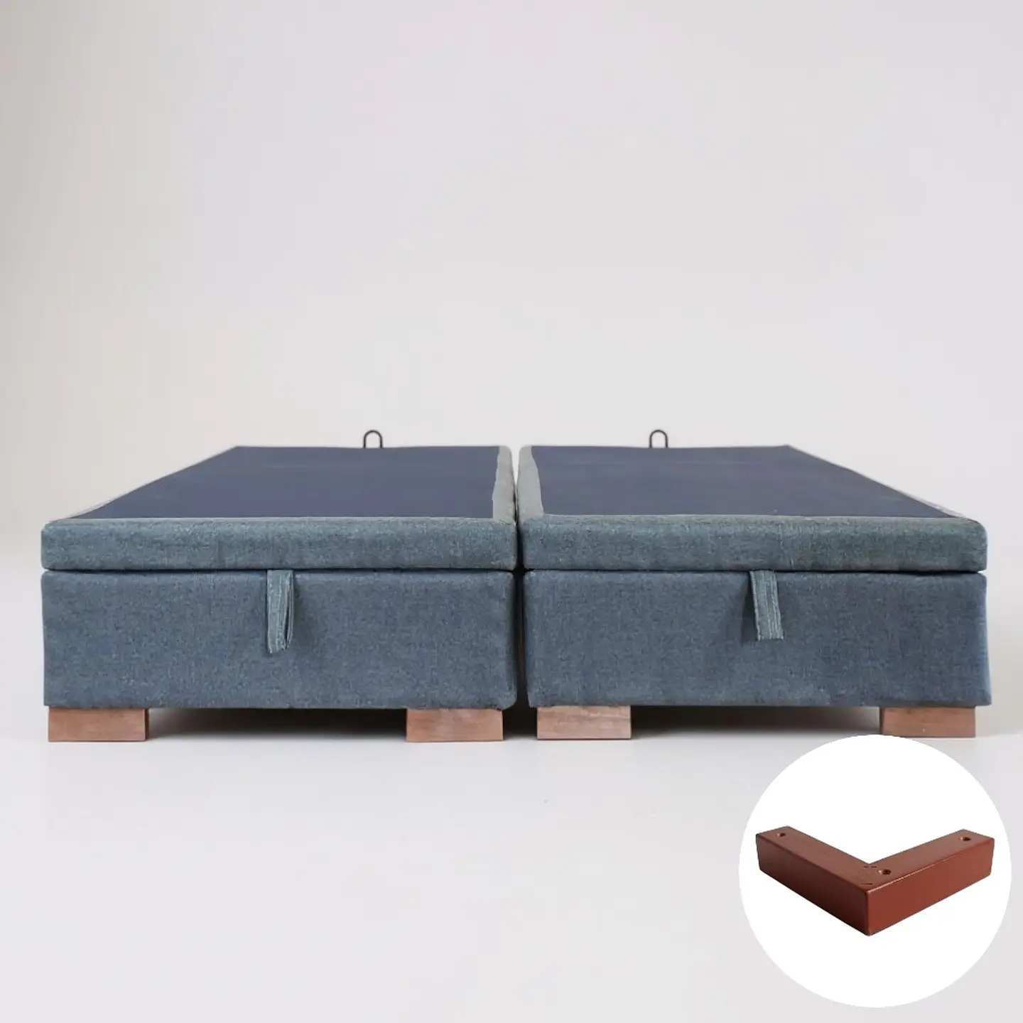 Base Dividida Baul King  + Respaldo / Patas De Madera (Gris) 3