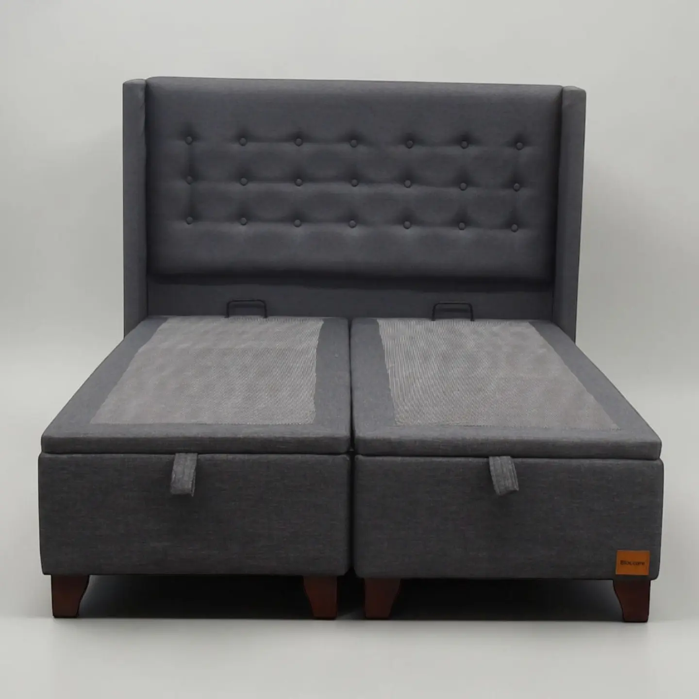 Base Dividida Baul Super King  + Respaldo / Patas De Madera (Gris) 9