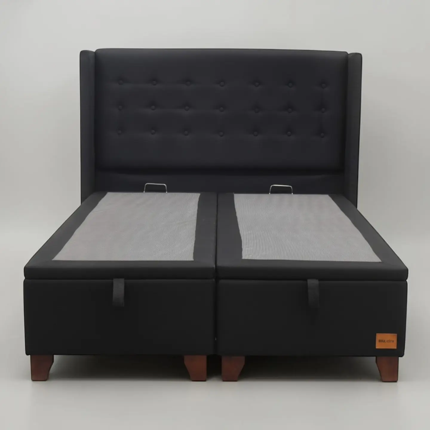 Base Dividida Baul King + Respaldo / Patas De Madera (Negro) 7