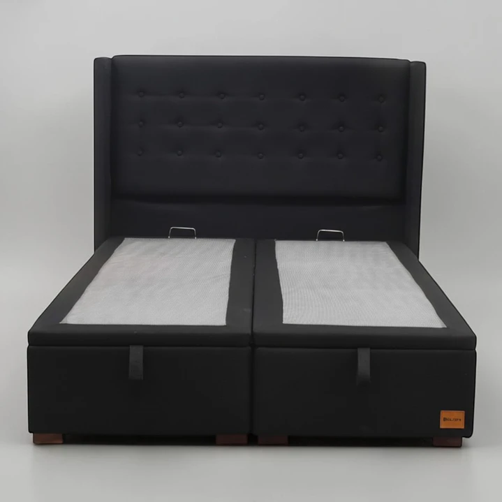 Base Dividida Baul King + Respaldo / Patas De Madera (Negro) 4
