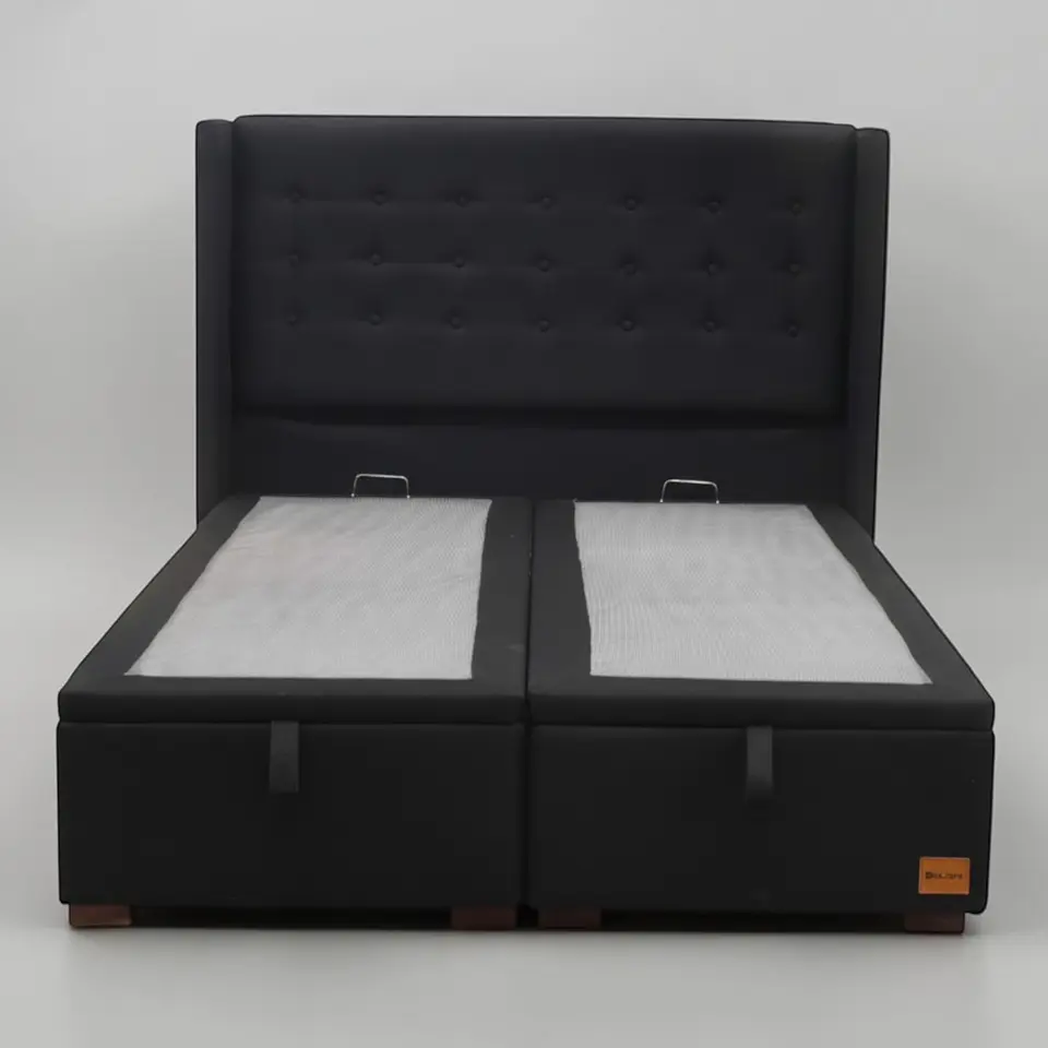 Base Dividida Baul King + Respaldo / Patas De Madera (Negro) 4