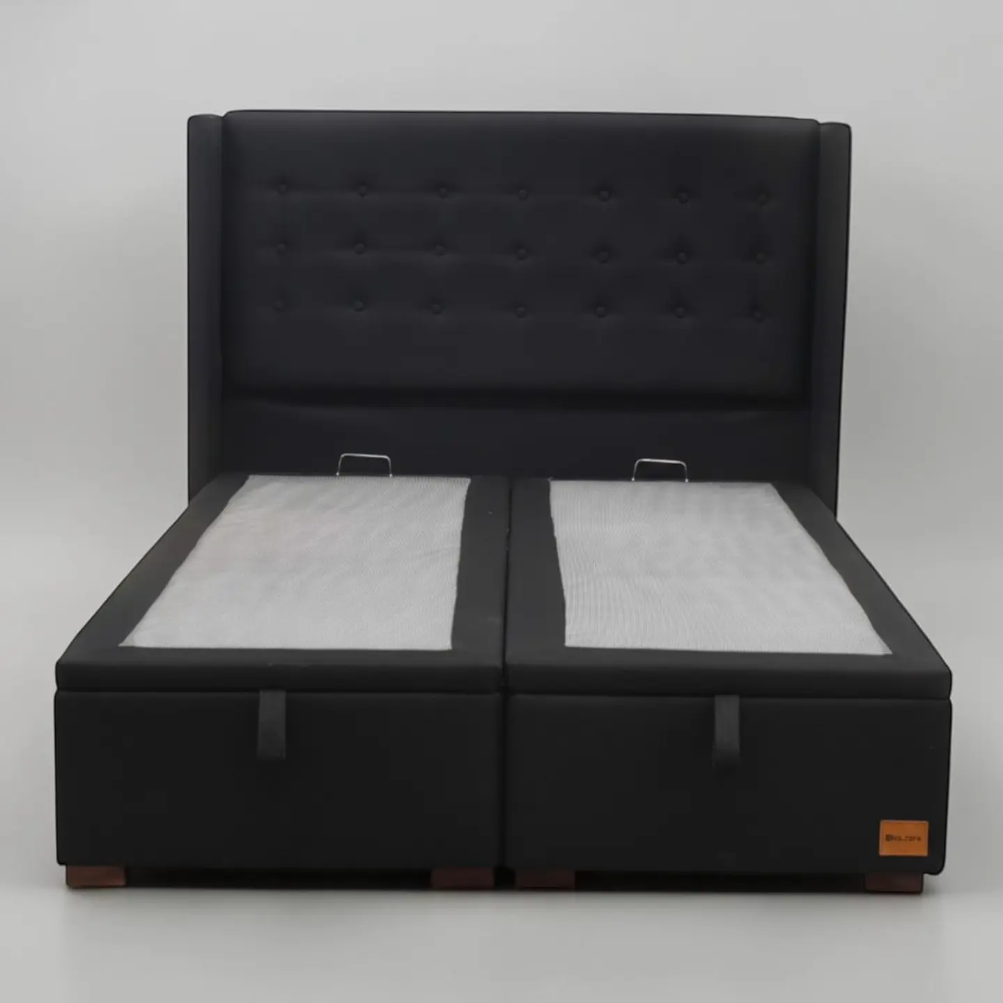 Base Dividida Baul Super King + Respaldo / Patas De Madera (Negro) 4