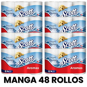 Papel Higienico Scott Aromas Doble Hoja 48 Rollos - MANGA x 8