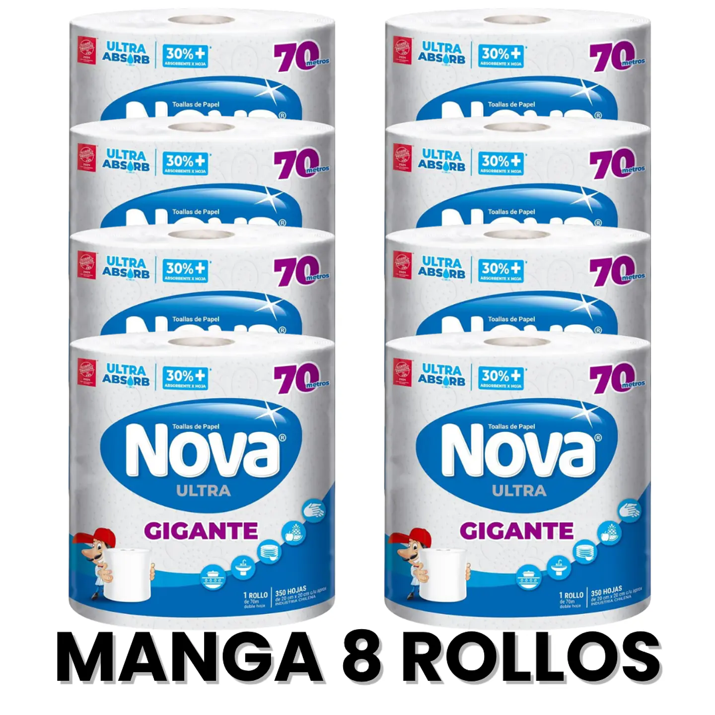 Toalla Nova Ultra Gigante 70 Metros 350 Hojas - MANGA x 8 1