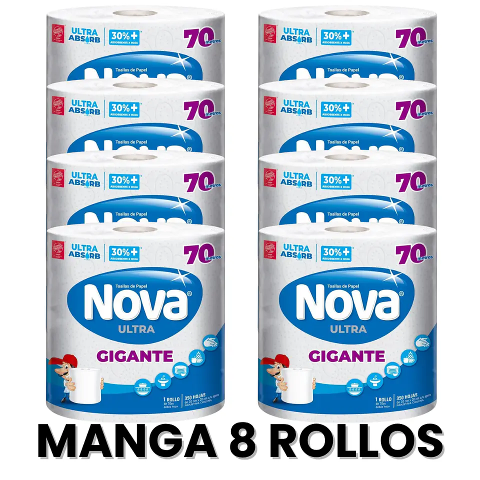 Toalla Nova Ultra Gigante 70 Metros 350 Hojas - MANGA x 8 1