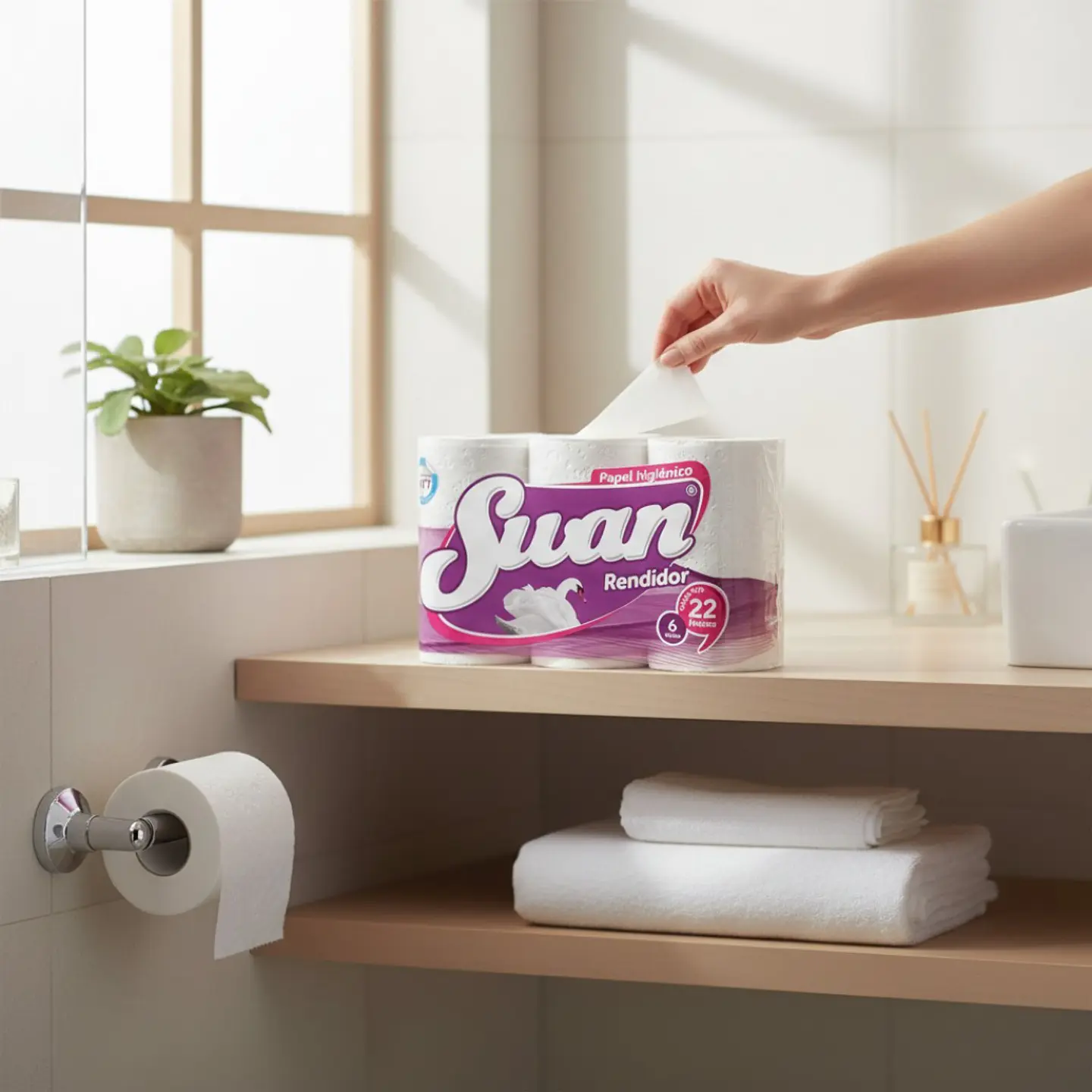 Papel Higienico Swan 20 Metros RENDIDOR Doble Hoja 6 Rollos 1