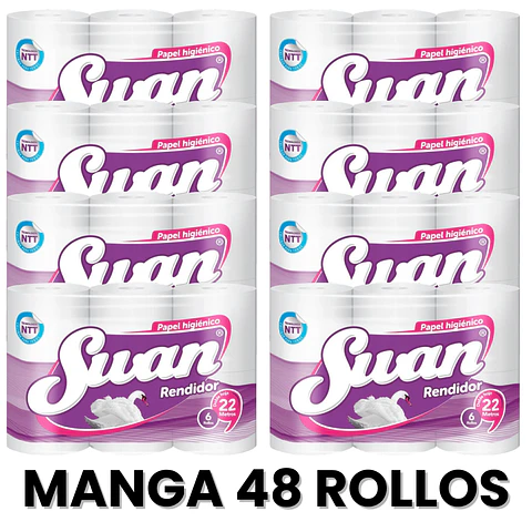 Papel Higienico Swan 20 Metros RENDIDOR Doble Hoja 48 Rollos - MANGA x 8
