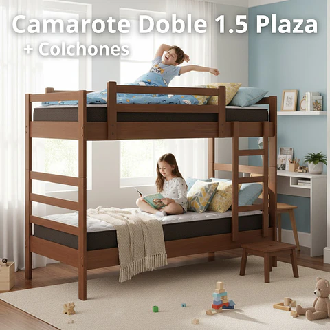 Camarote Desmontable Doble L210 cm /Colchones Ideal 1.5 Plaza 