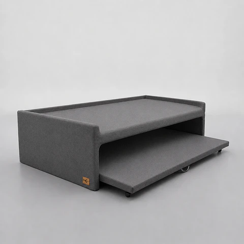 Base de cama nido 1.5 Plaza / 190 cm Arriba y Abajo - Ruedas Diván (Gris)