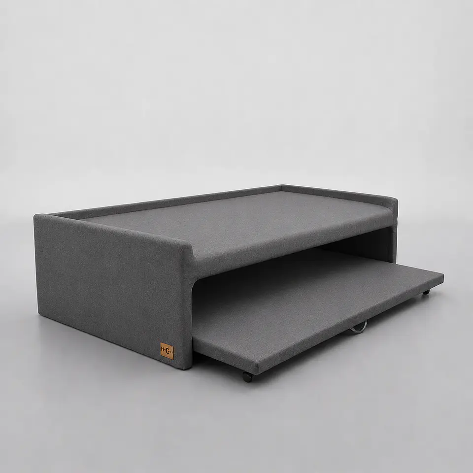Base de cama nido 1.5 Plaza / 190 cm Arriba y Abajo - Ruedas Diván (Gris) 3