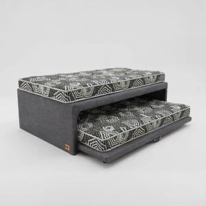 Cama NIDO 1.5 Plaza - 200 cm Arriba / 190 cm Abajo - Colchón Ideal - Ruedas Diván (gris)