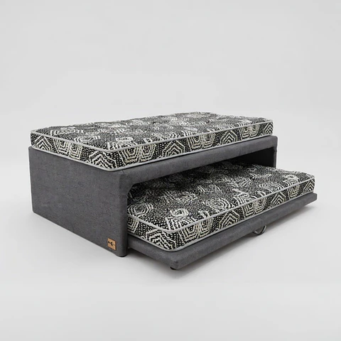 Cama NIDO 1.5 Plaza - 200 cm Arriba / 190 cm Abajo - Colchón Ideal - Ruedas Diván (gris)
