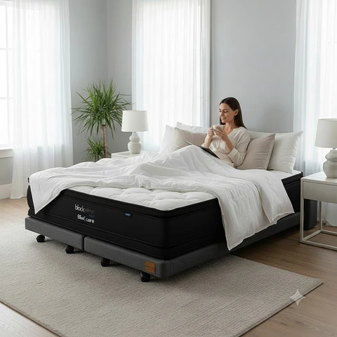 Cama King Box 13 cm + Colchon Black Prime - Modelo Dos - Ruedas A Eleccion (Gris)