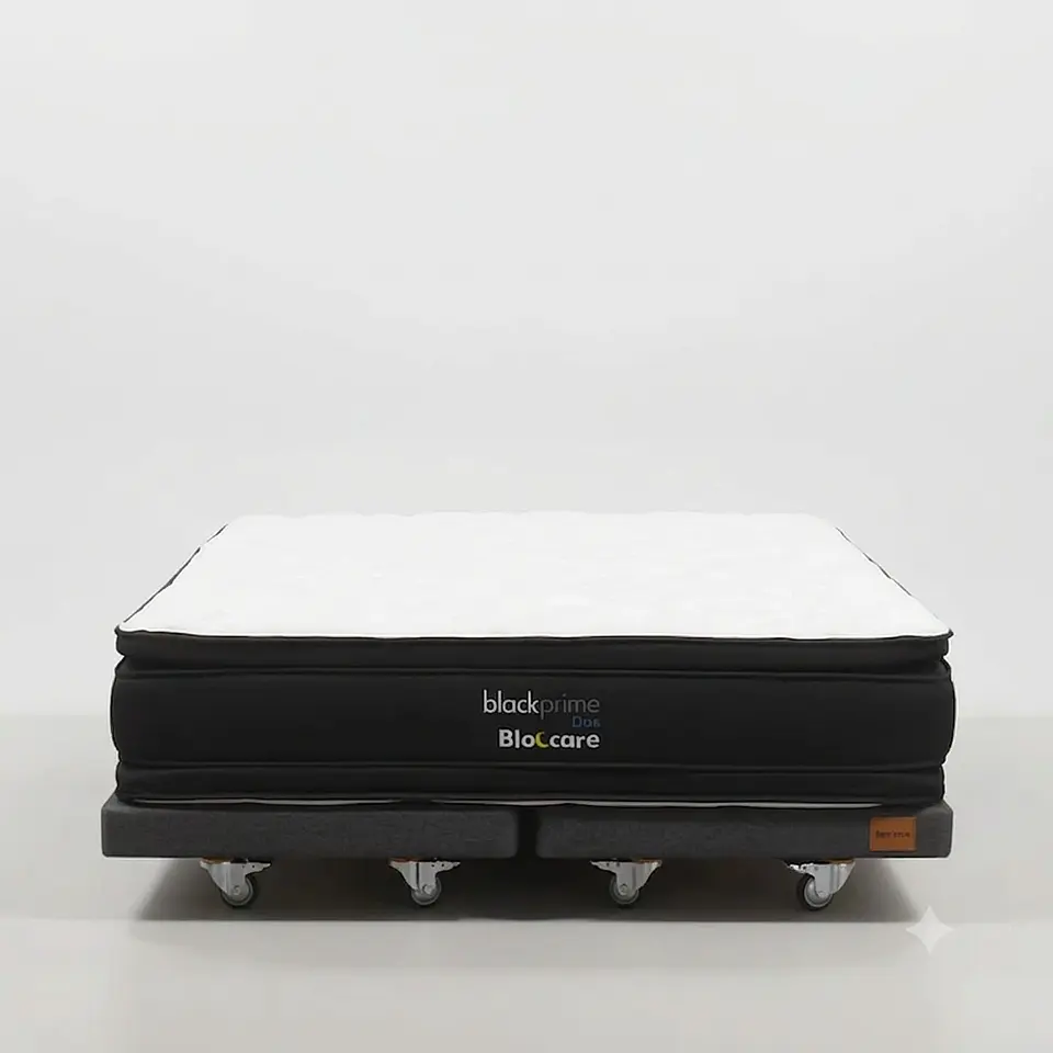 Cama King Box 13 cm + Colchon Black Prime - Modelo Dos - Ruedas A Eleccion (Gris) 7