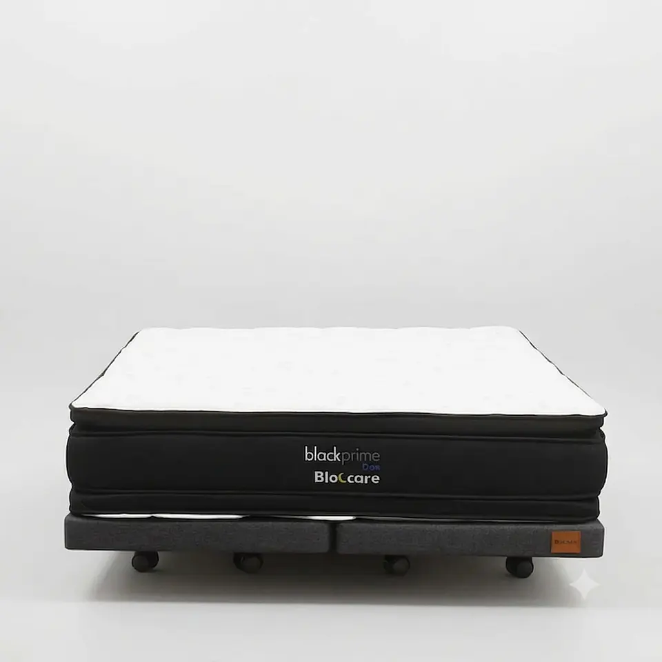 Cama King Box 13 cm + Colchon Black Prime - Modelo Dos - Ruedas A Eleccion (Gris) 9