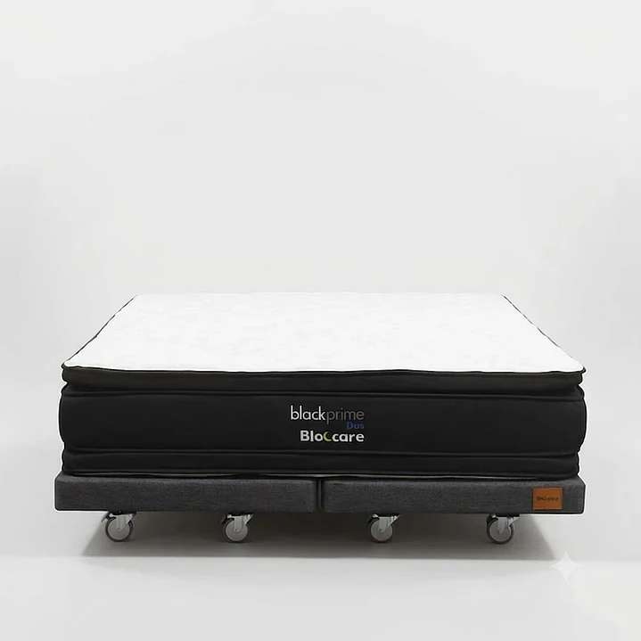 Cama 2 Plazas Box 13 cm + Colchon Black Prime - Modelo Dos - Ruedas A Eleccion (Gris) 5