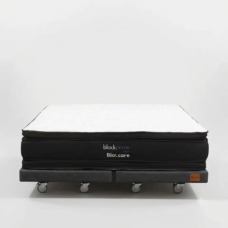 Cama 2 Plazas Box 13 cm + Colchon Black Prime - Modelo Dos - Ruedas A Eleccion (Gris) 5