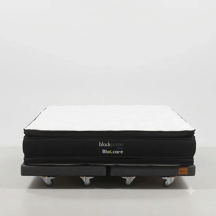 Cama 2 Plazas Box 13 cm + Colchon Black Prime - Modelo Dos - Ruedas A Eleccion (Gris) 7