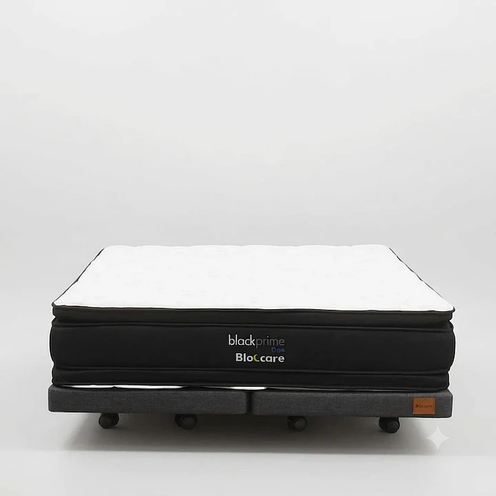 Cama 2 Plazas Box 13 cm + Colchon Black Prime - Modelo Dos - Ruedas A Eleccion (Gris) 9
