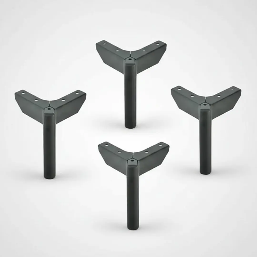 Patas Metalicas Para Muebles Con Placa De 12 Cm - Pack 4  1