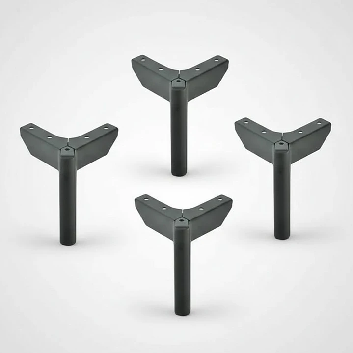 Patas Metalicas Para Muebles Con Placa De 12 Cm - Pack 4  1