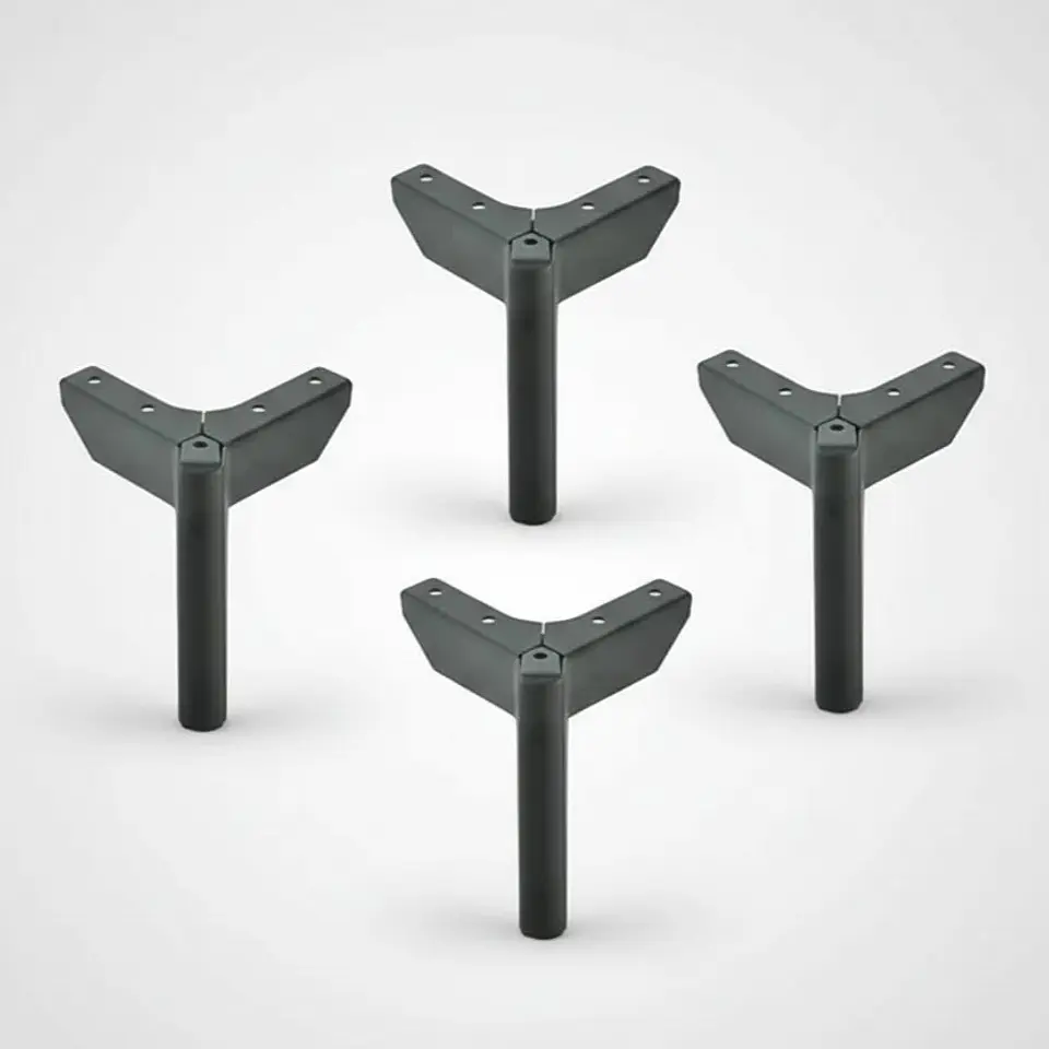 Patas Metalicas Para Muebles Con Placa De 12 Cm - Pack 4  1