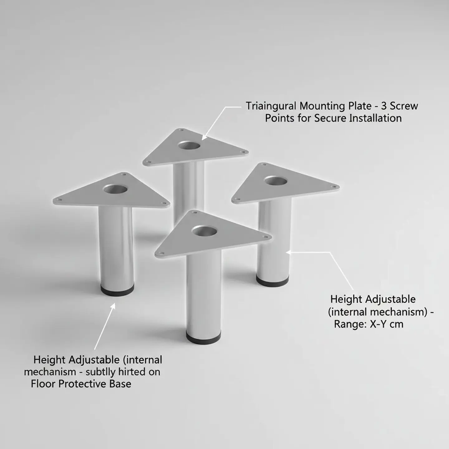Kit de 4 Patas Con Placa Para Sillones y Gabinetes Altura 10 Cm 4
