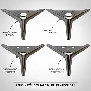 Metal Legs for Armchairs Sofas Furniture - Pack of 4