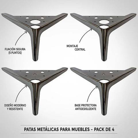 Patas Metálicas Para Sillones Sofás Muebles - Pack De 4 