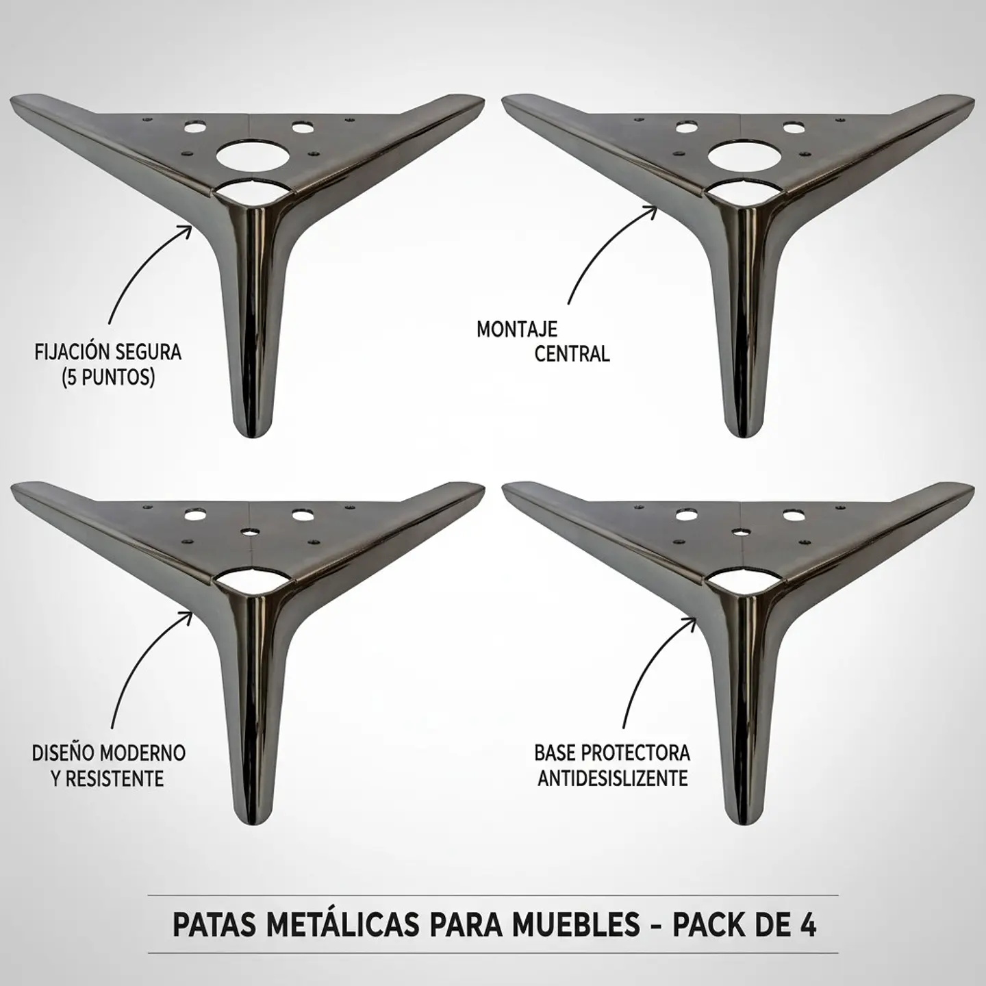 Metal Legs for Armchairs Sofas Furniture - Pack of 4 1