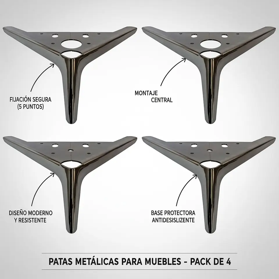 Metal Legs for Armchairs Sofas Furniture - Pack of 4 1