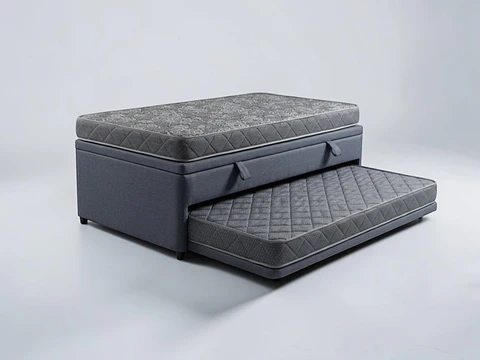 Cama Nido Baúl TRIPLE 1.5 Plaza - 200 cm Arriba / 190 cm Abajo + Colchón Ideal 
