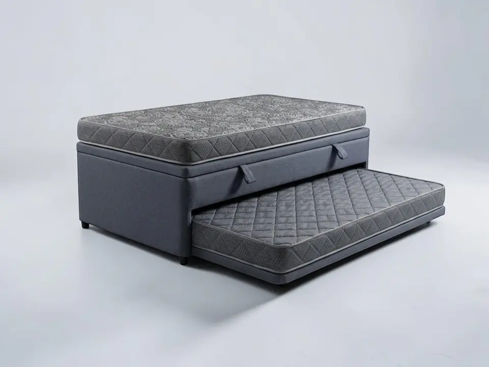 Cama Nido Baúl TRIPLE 1.5 Plaza - 200 cm Arriba / 190 cm Abajo + Colchón Ideal  2