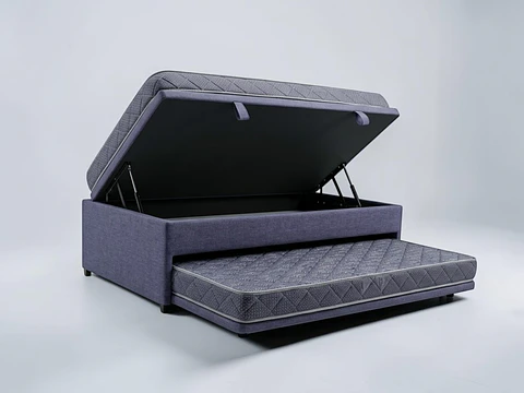 Cama Nido Baúl TRIPLE 1.5 Plaza - 200 cm Arriba / 190 cm Abajo + Colchón Ideal 