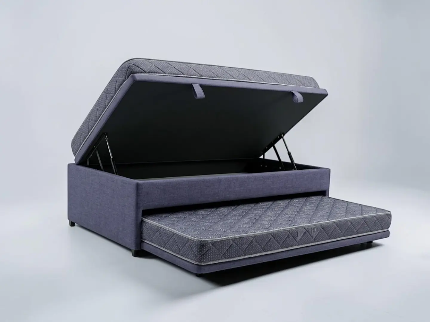 Cama Nido Baúl TRIPLE 1.5 Plaza - 200 cm Arriba / 190 cm Abajo + Colchón Ideal  1