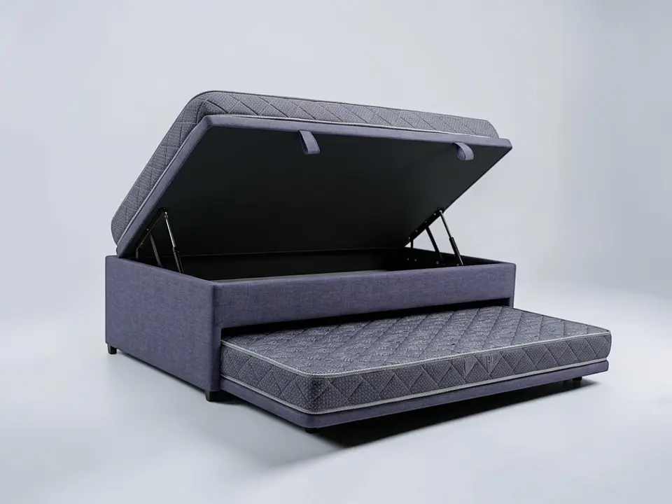 Cama Nido Baúl TRIPLE 1.5 Plaza - 200 cm Arriba / 190 cm Abajo + Colchón Ideal  1