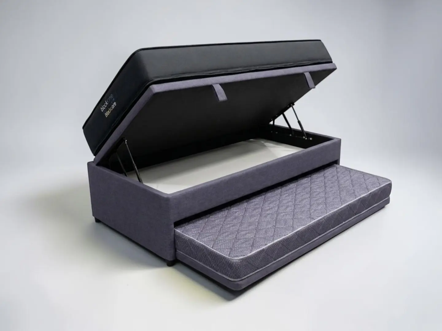 Cama Nido Baúl TRIPLE 1.5 Plaza - 200 cm Arriba / 190 cm Abajo + Colchón Black prime - Uno 1