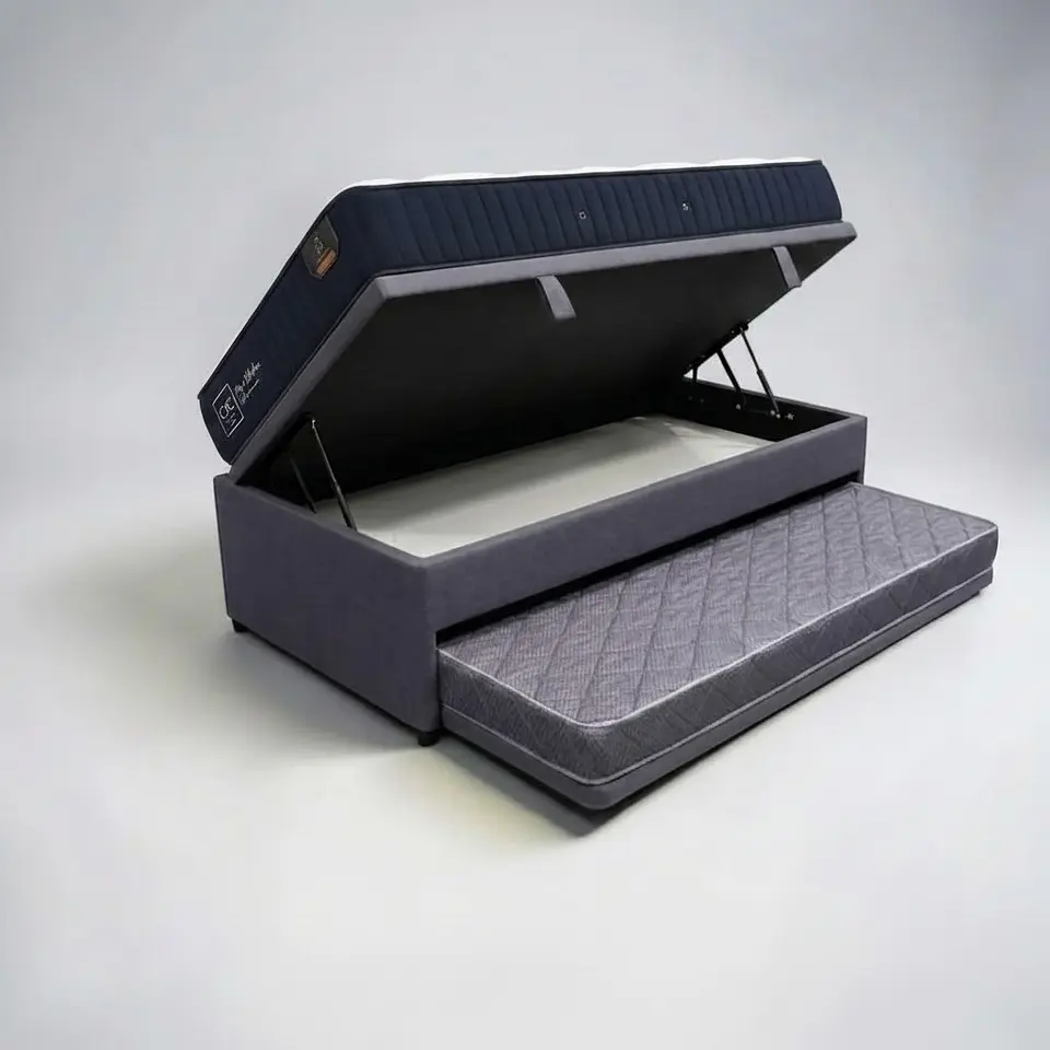 Cama Nido Baúl TRIPLE 1.5 Plaza - 200 cm Arriba / 190 cm Abajo + Colchón Premium CIC 1