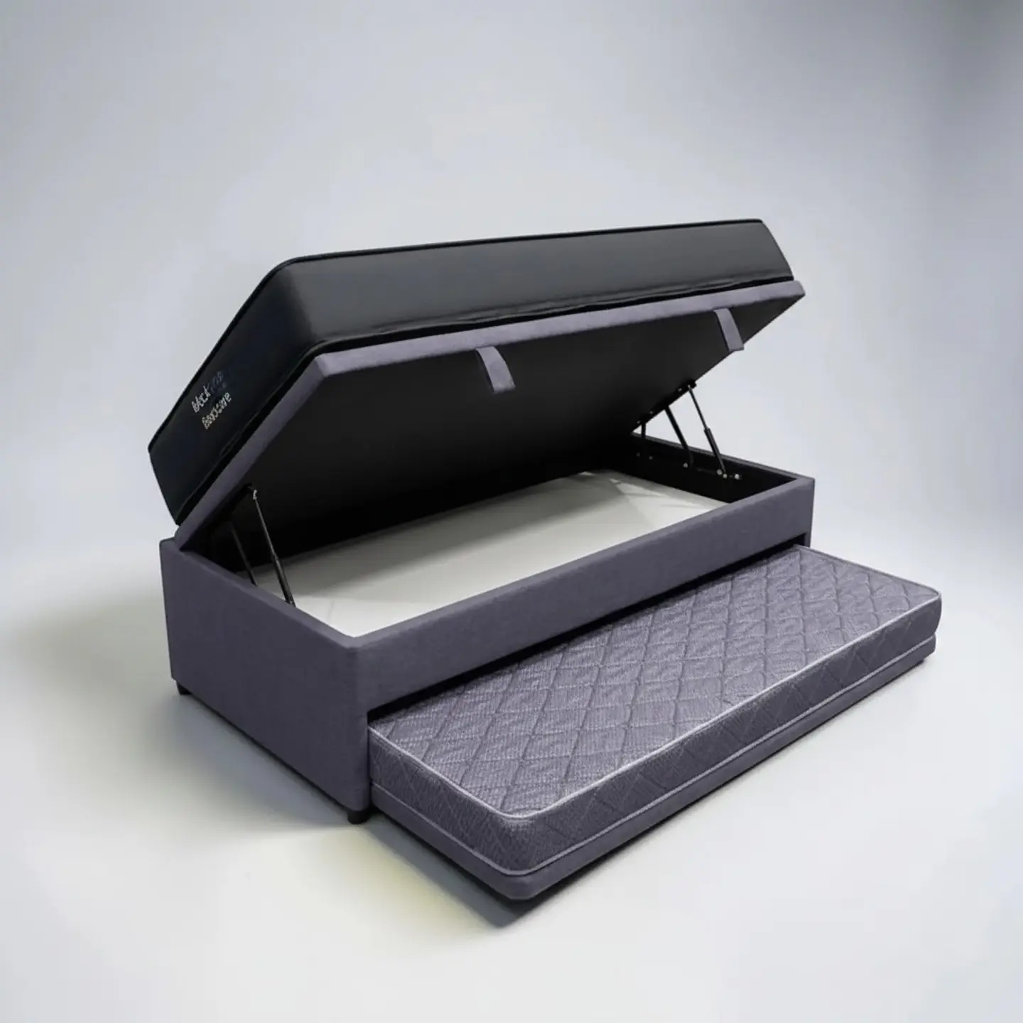 Cama Nido Baúl TRIPLE 1.5 Plaza - 200 cm Arriba / 190 cm Abajo + Colchón Black prime - Uno 1