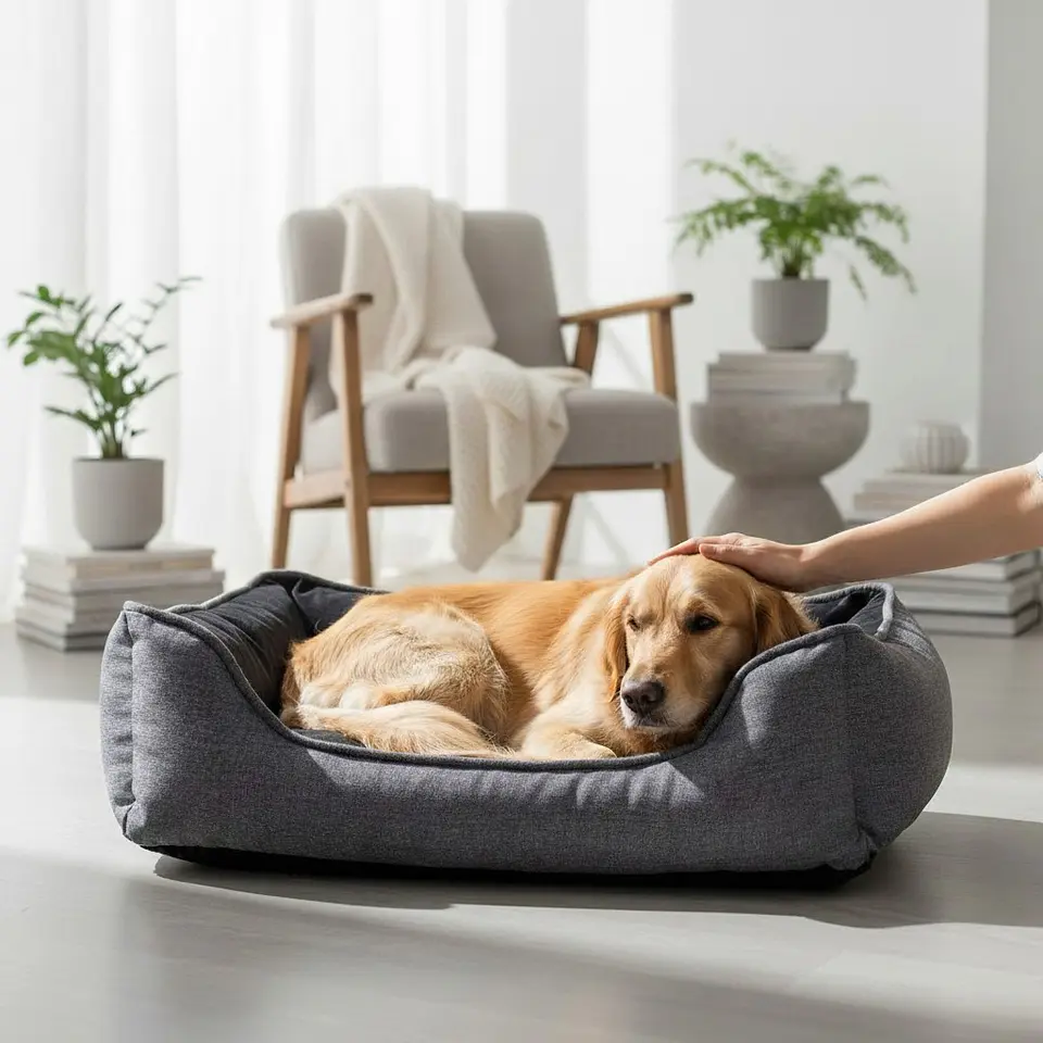 Cama de Mascotas De Espuma  - Talla S, M, L Y XL / A Piso (Gris) 3