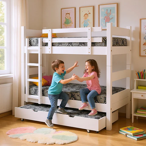 Camarote Desmontable Triple L200 cm /Colchones Ideal 1.5 Plaza (Dif. Colores)