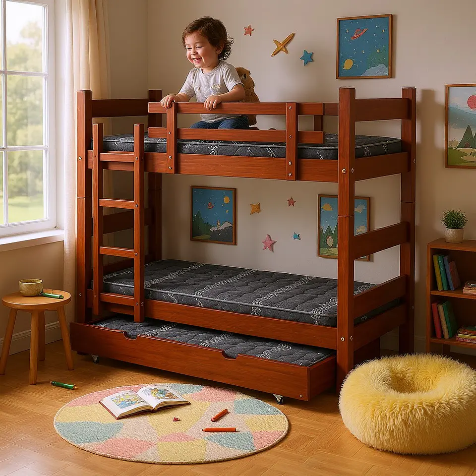 Camarote Desmontable Triple L200 cm /Colchones Ideal 1.5 Plaza (Dif. Colores) 5