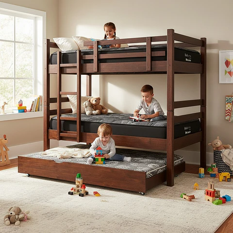Camarote Desmontable Triple l200 cm /Colchones Black Prime - Uno + Ideal - 1 Plaza