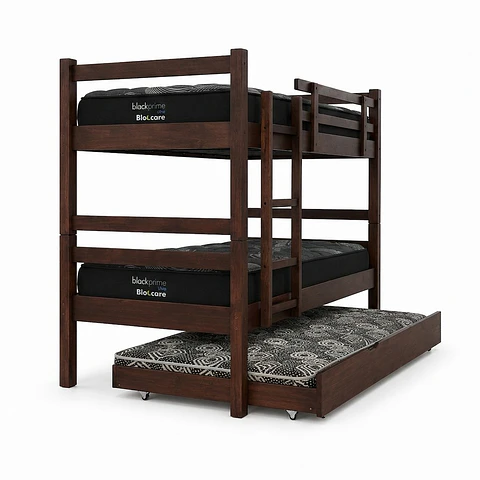 Camarote Desmontable Triple l200 cm /Colchones Black Prime - Uno + Ideal - 1 Plaza